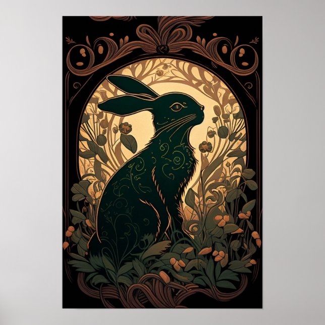 Póster Bunn en la sombra — Conejo/Conejo Negro de Art Nou (Frente)