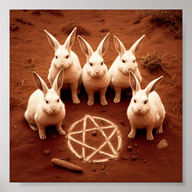 Póster Bunnies con pentagrama (Frente)
