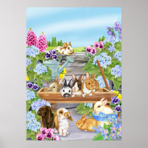 Póster Bunnies en el jardín