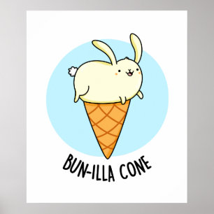 Póster Bunnilla Cone Funny Bunny Vanilla Ice Cream Pun