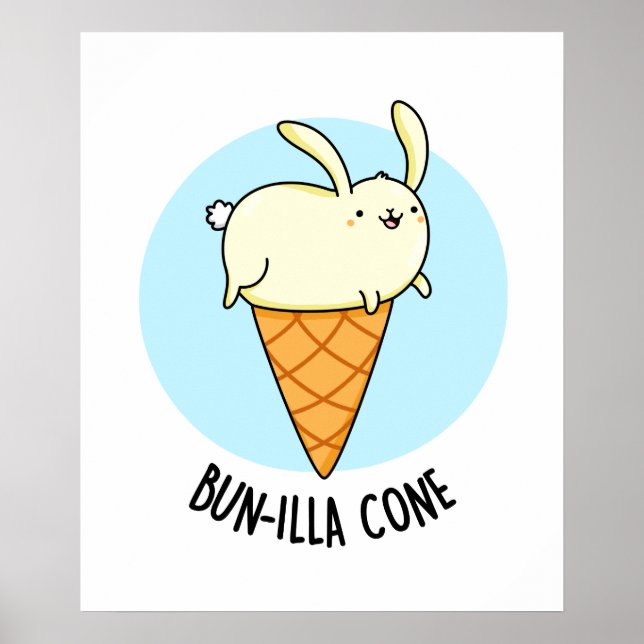 Póster Bunnilla Cone Funny Bunny Vanilla Ice Cream Pun (Frente)