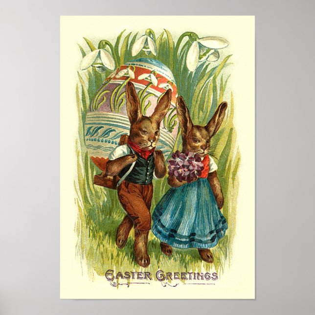 Póster Bunnix De Pascua En Pascua Vintage (Frente)