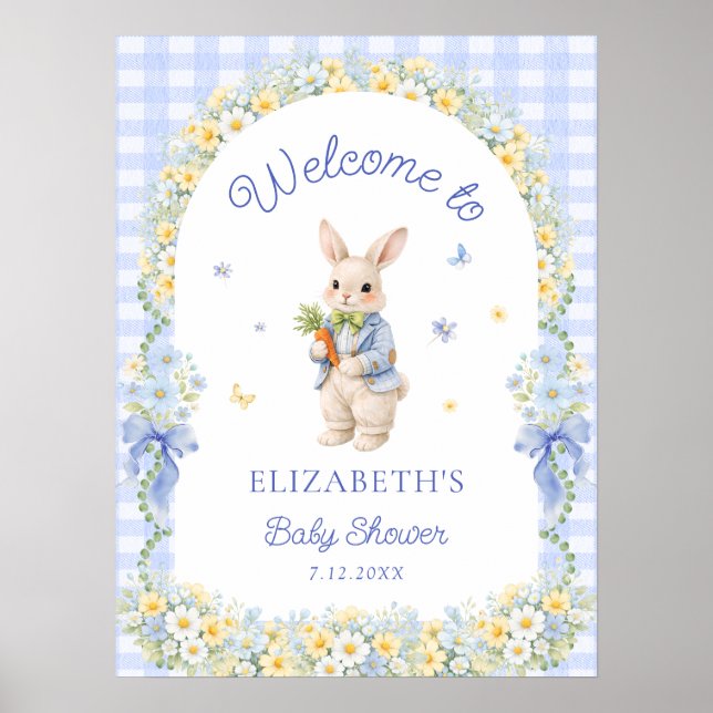 Póster Bunny Baby Shower Welcome (Frente)
