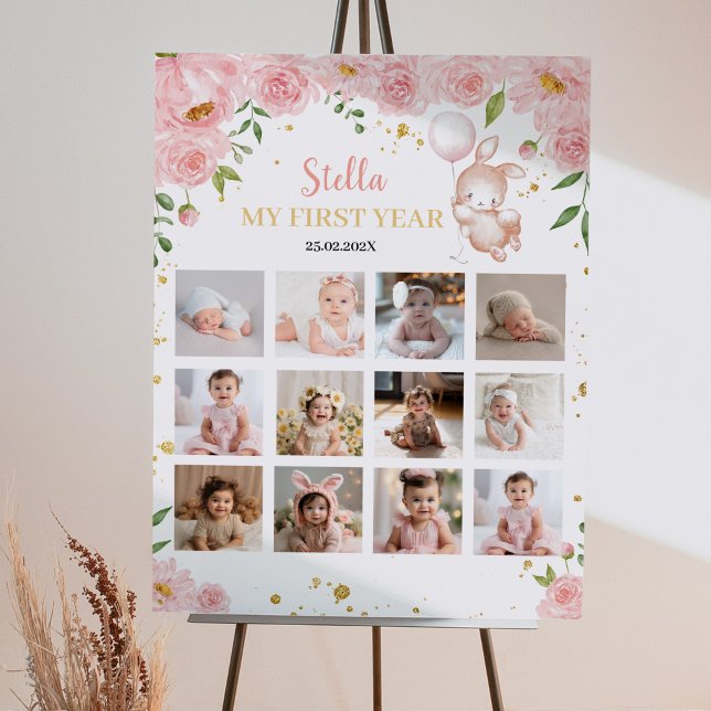 Póster Bunny Balloon Birthday Photo Milestone Poster (Subido por el creador)