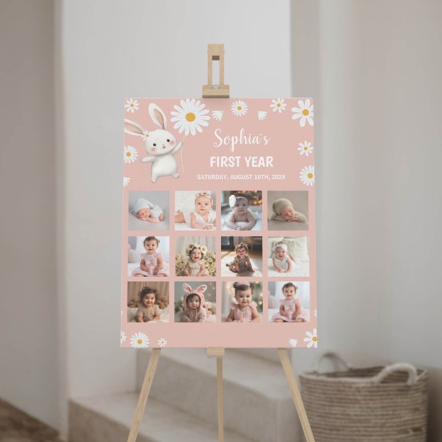 Póster Bunny Daisy Birthday Photo Milestone Poster (Subido por el creador)