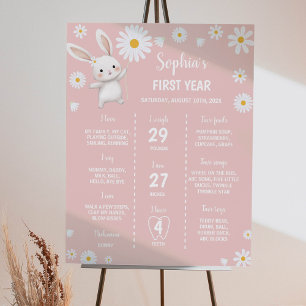 Póster Bunny Daisy Fiesta de primer cumpleaños Rótulo hit