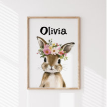 Bunny de bebé personalizado con corona floral