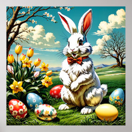 Póster Bunny de Pascua. Conejo de Pascua.