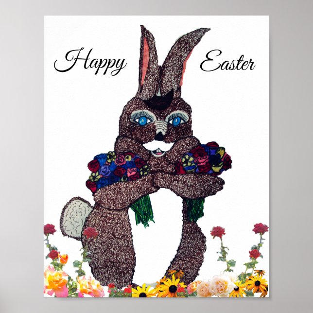 PÓSTER BUNNY DEL ESTE CON FLORES (Frente)