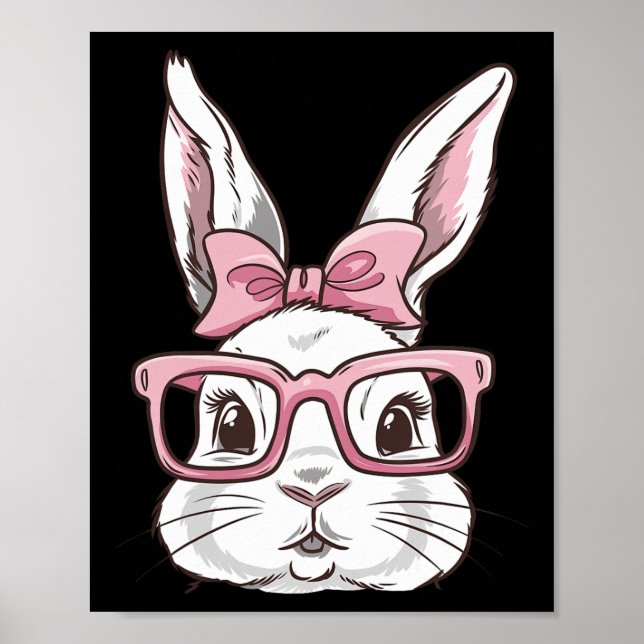 Póster Bunny Face With Pink Sungles Bow Tie Easter Day Gi (Frente)