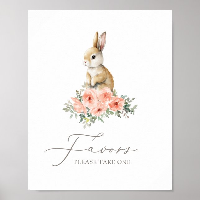 Póster Bunny Floral Chica fiesta de cumpleaños favorece a (Frente)