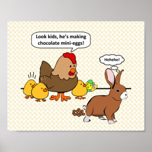 Póster Bunny hace graciosa la caca de chocolate