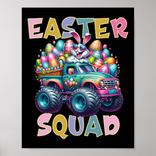 Póster Bunny Happy Easter Monster Truck Amantes del Huevo