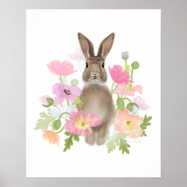 Póster Bunny in Poppies (Pastel) (Frente)