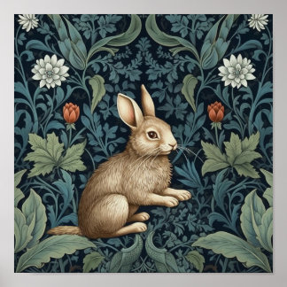 Póster Bunny in the forest art nouveau