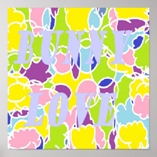 Póster Bunny Love colores claros casi pastel
