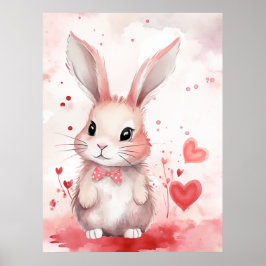 Póster Bunny Pastel con corazones