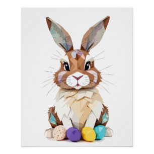 Póster Bunny Playous Adorable Fun Animal Colorido Joyful