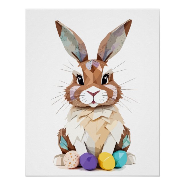Póster Bunny Playous Adorable Fun Animal Colorido Joyful (Anverso)
