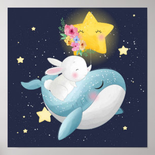 Póster Bunny Riding A Whale