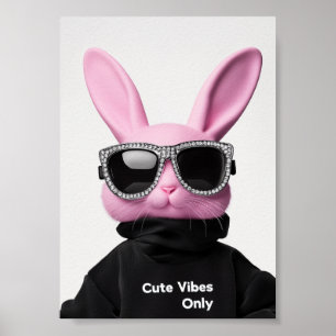 Póster Bunny rosado en gafas de sol