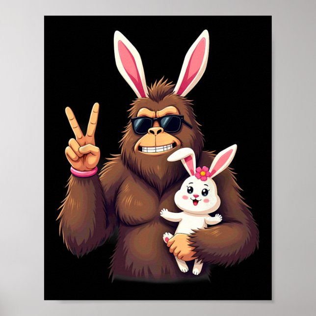 Póster Bunny Sasquatch Bigfoot Sungles Easter 1 (Frente)