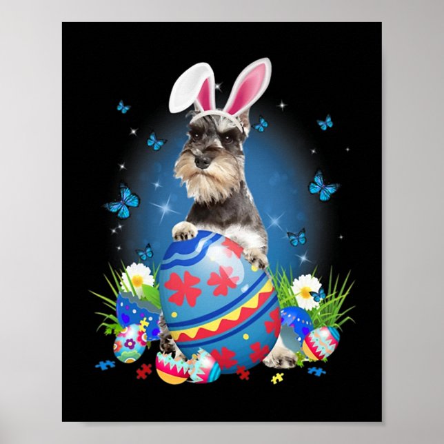 Póster Bunny Schnauzer con cacería de flores de Semana Sa (Frente)