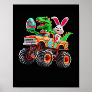 Póster Bunny T-rex Easter Monster Truck Dino Funny Boys K
