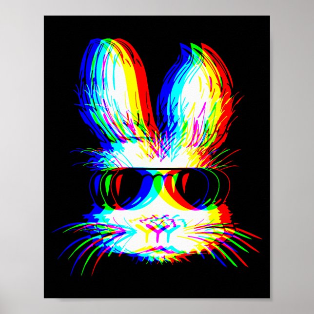 Póster Bunny Trippy Varwave Easter Techno Rave Edm Music  (Frente)
