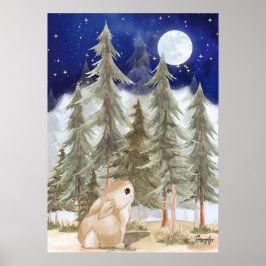 Póster Bunny Wall art Poster  Starry Night