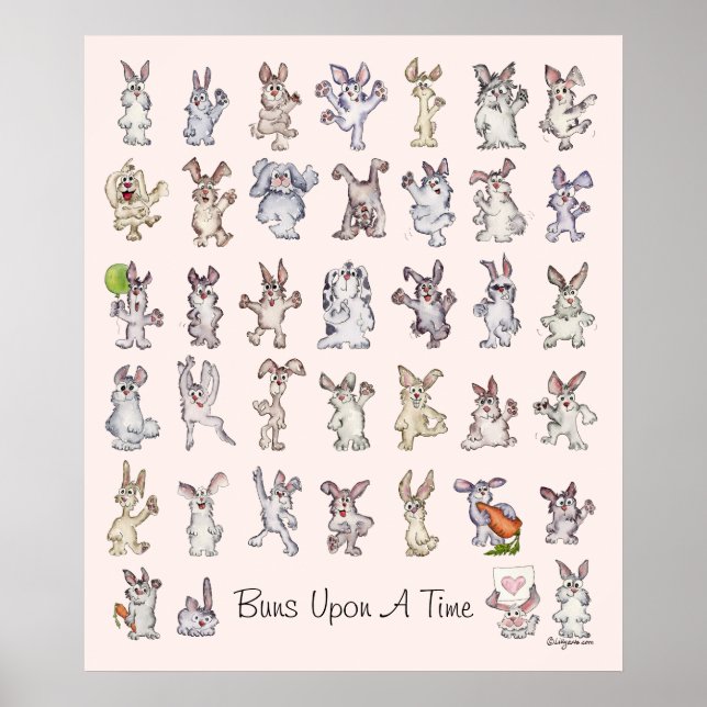 Póster Buns Upon A Time Kids Room Rabbit Poster Print (Frente)