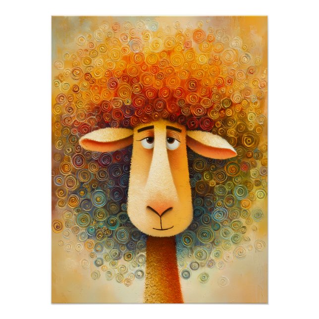 Póster Buntes Schaf – Fantasie Illustration (Anverso)