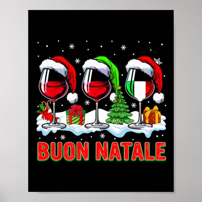 Póster Buon natale alegres navidades italianas tres santa (Frente)
