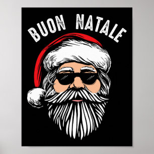 Póster Buon natale italiano santa claus babbo christa div