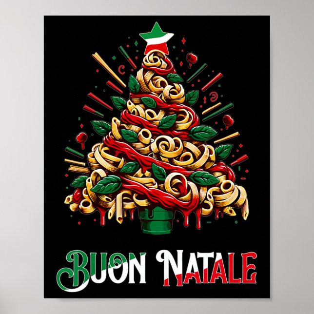 Póster Buon natale pasta italiana navidad árbol de navida (Frente)