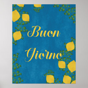 Póster BuonGiorno Típografía de época italiana Botánica