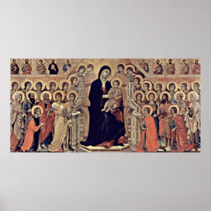 Póster Buoninsegna - los ángeles enthroned Madonna y al