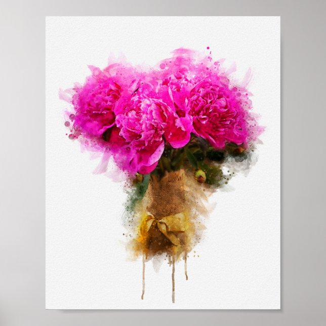 Póster Buque de flores de Peony (Frente)