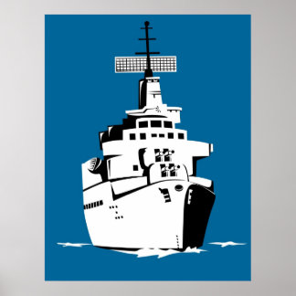 Póster buque de guerra naval de la marina con poster de a