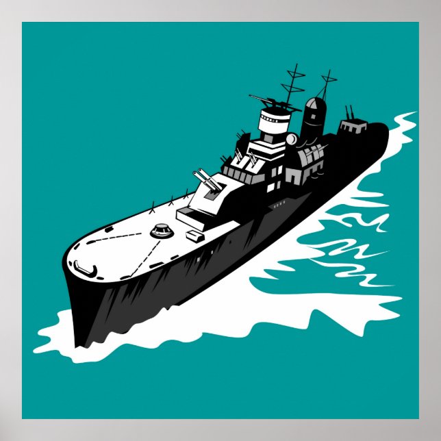 Póster buque de guerra naval de la marina con poster de a (Frente)