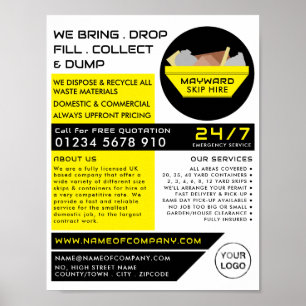 Póster Buque de Rubbish Amarillo, compañía Skip/Dumpster