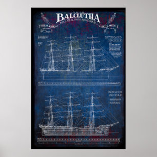 Póster Buque náutico totalmente amañado BALCLUTHA Bluepri