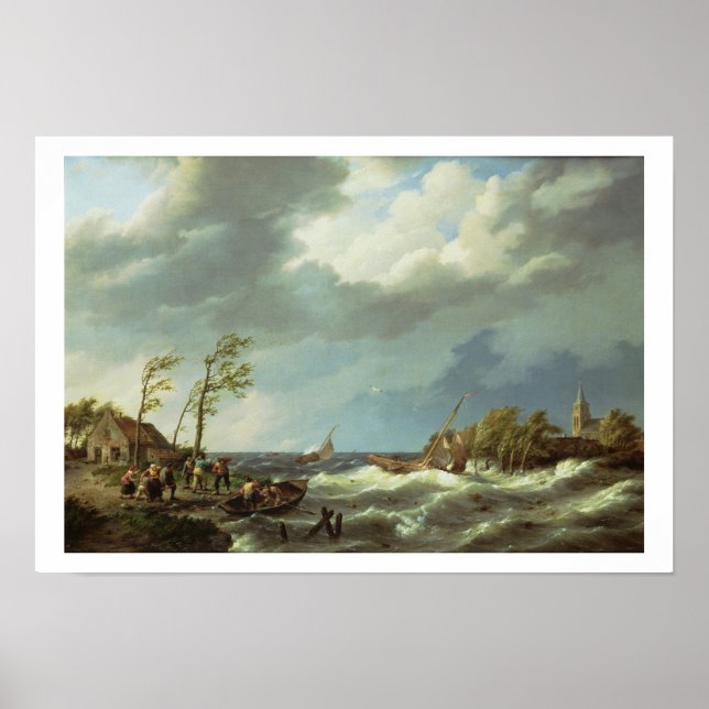 Póster Buque pesquero holandés atrapado en una costa Lee  (Frente)