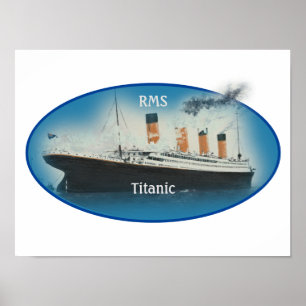 Póster Buque Titanic Maritime Blue White Star Line