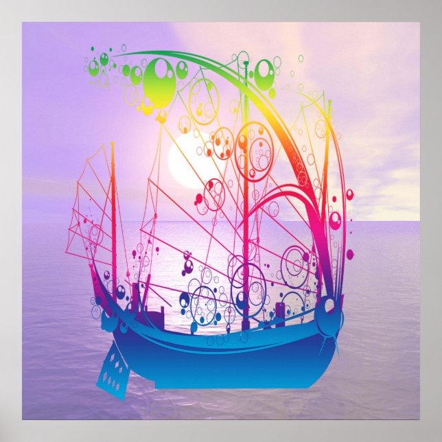 Póster Buque velero al amanecer (Frente)