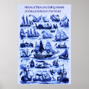 PÓSTER BUQUES DE VELA ANTIGUOS, BARCOS DE VARIAS NACIONES
