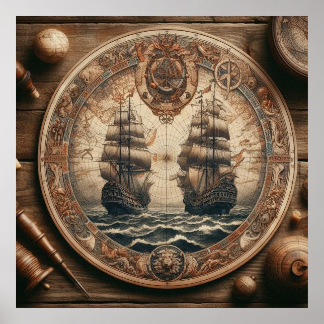 Póster Buques de venta de los Países Bajos antiguos (Frente)