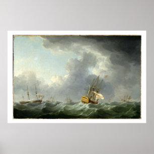 Póster Buques ingleses corriendo antes de una tormenta