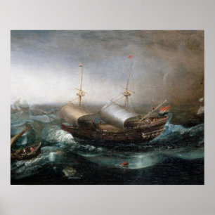Póster Buques mercantil holandeses y un Smalschip