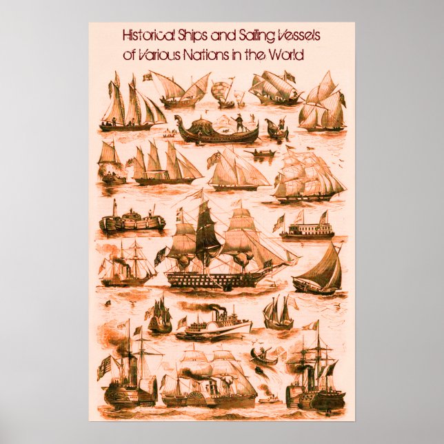 Póster BUQUES NAVÍOS VELEROS INTERNACIONALES VINTAGE, Sep (Frente)